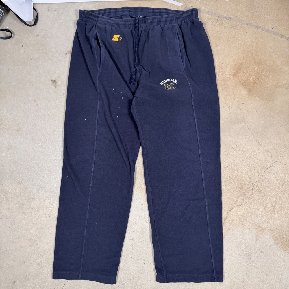 Starter Michigan Wolverines Navy Blue Fleece Sweatpants Men's XLarge